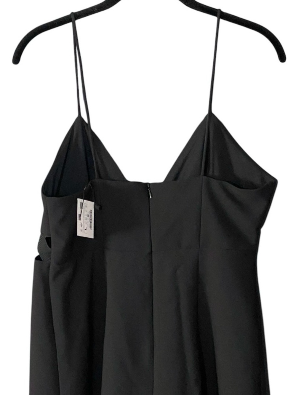 Zara Black Mini Dress L Cutout Waist Spaghetti Strap V Neck Going Out Cocktail - Picture 6 of 8